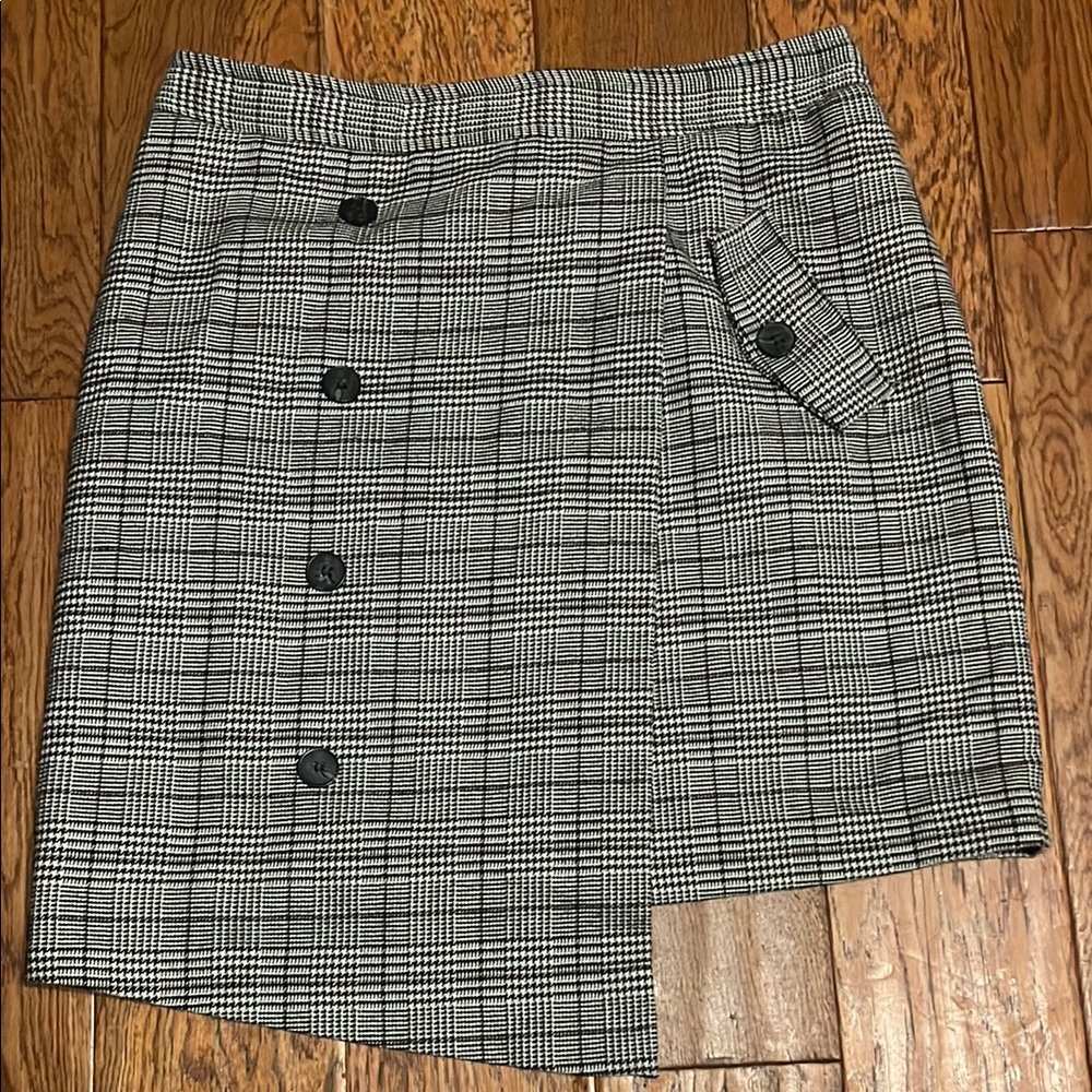 Plaid Button-Front Skirt
